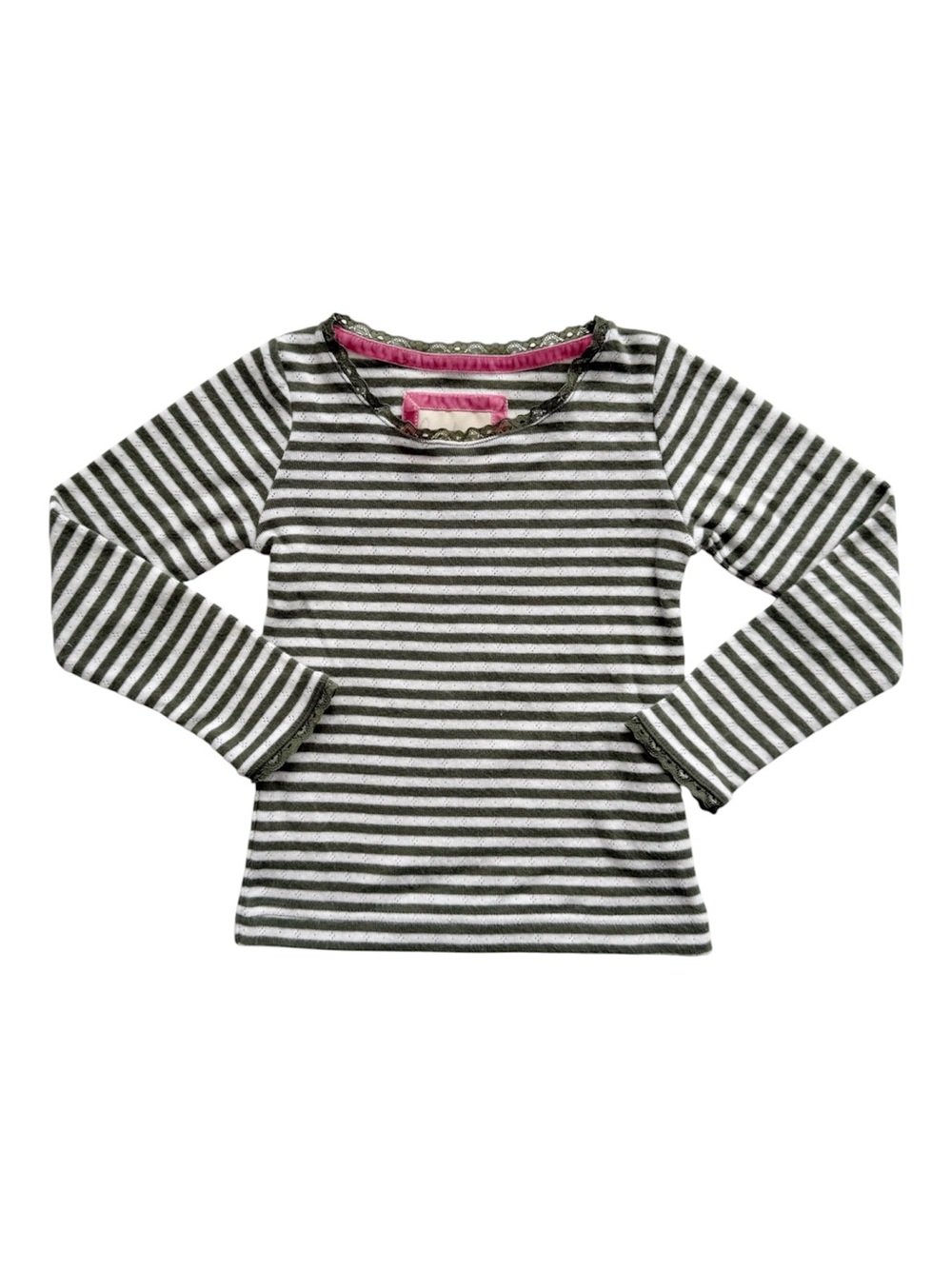 Mini Boden Striped Pointelle Long Sleeved Tee 3/4